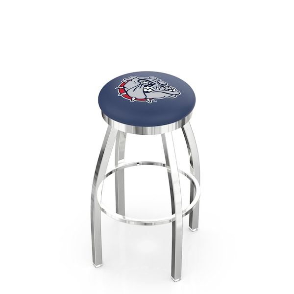 25" Chrome Gonzaga Swivel Bar Stool, Accent Ring