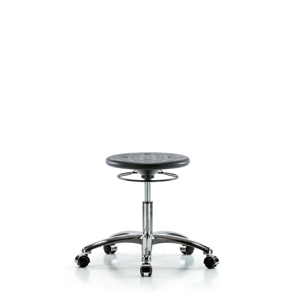 Huron Poly Clean Room Stool, Desk, Casters, Black