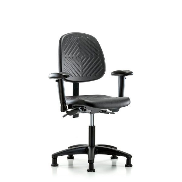 Desk Chair Desk Chair, Med, Poly, Bk, Tilt, AA, Glides, Adjustable Arms, 17" to 22" Height, Black, Blue