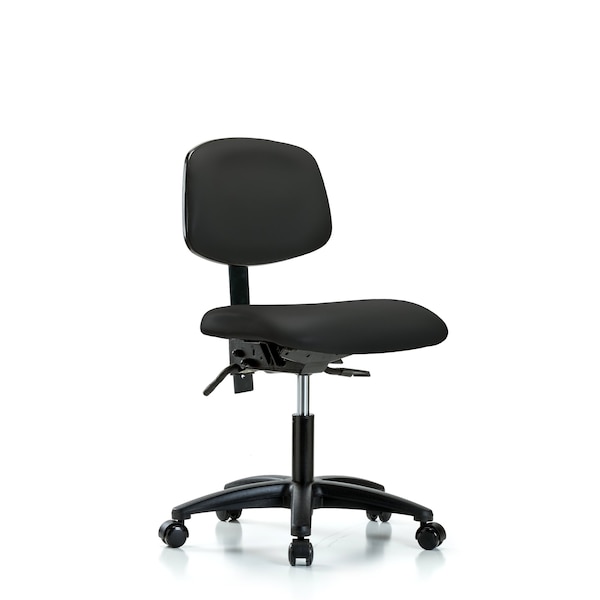 Desk Chair Desk Chair, Vinyl, Casters, Blk, No Arms, 18" to 23" Height, Vinyl, Black