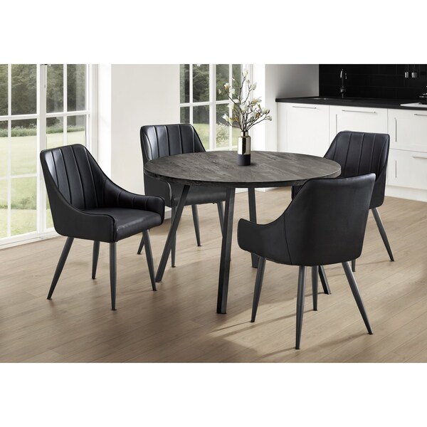 Dining Table - 48"Dia/ Black Reclaimed Wood / Black Metal