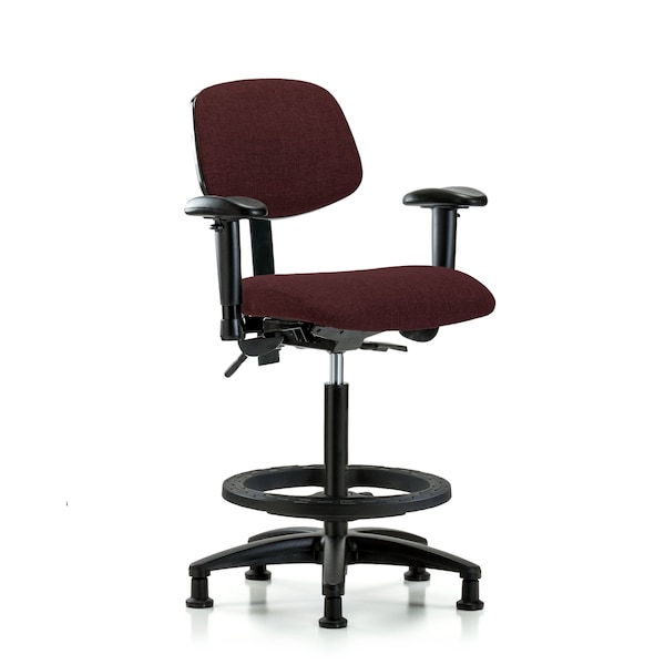 Chair, Fab, Hi Bench, Tilt AA BF Glides, Bur, 6-Way Adjustable, 26" to 35-1/2" Height, Burgundy