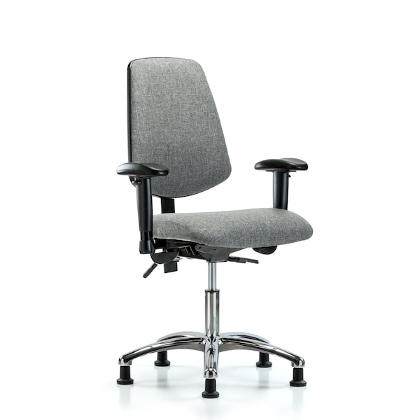Desk Chair Fab Desk Chair, Med, Bk, Chrm, AA, Glds, Gry, Adjustable Arms, 19" to 24" Height, Fabric, Grey