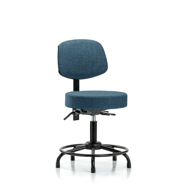 Desk Stool, Fab, Bk, RT, Tilt, Glides, Blu