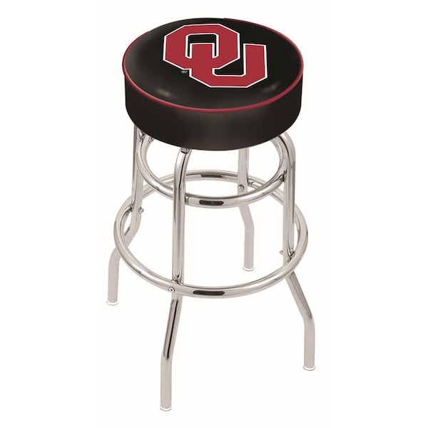 25" 4" Oklahoma Cushion Seat, Double-Ring Chrome Swivel Bar Stool