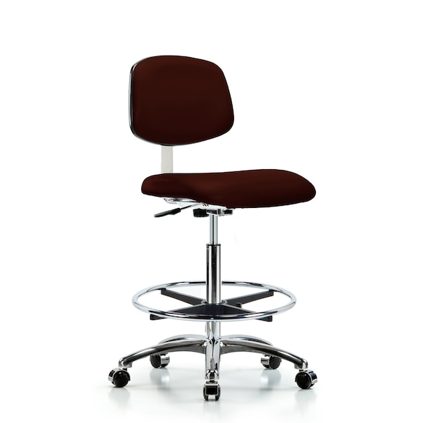 Clean Room Chair Hi Ben Chair, Vin, Chrm, CF, Cast, Burg, CL10, 26" to 35-1/2" Height, Vinyl, Burgundy