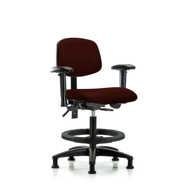 Medium Bench Chair Chair, Vin, Med Ben, Tilt AA BF Glides, Burg, Adjustable Arms, 22" to 29" Height