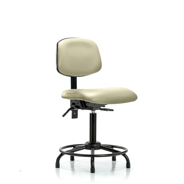 Bench Chair, Vinyl, RT Glides, Wht, No Arms, 22" to 29" Height, Adobe White