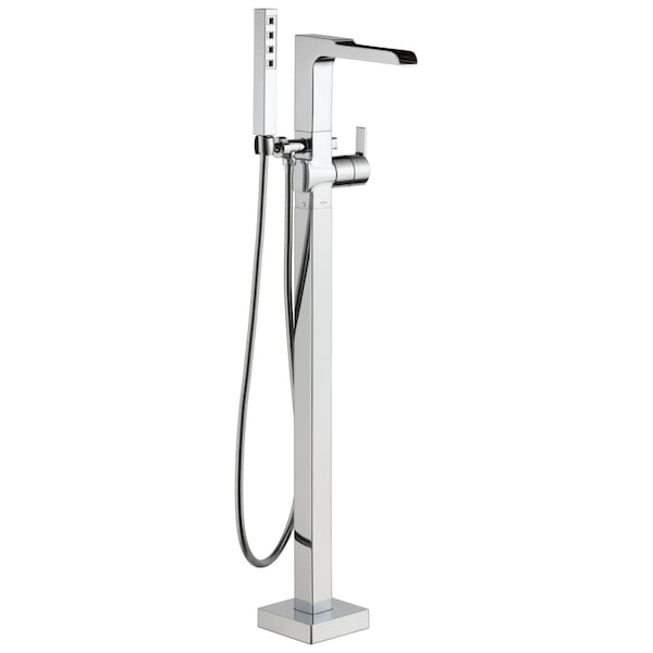 Ara Single Handle Floor Mount Channel Spout Tub Filler Trim with Hand Shower