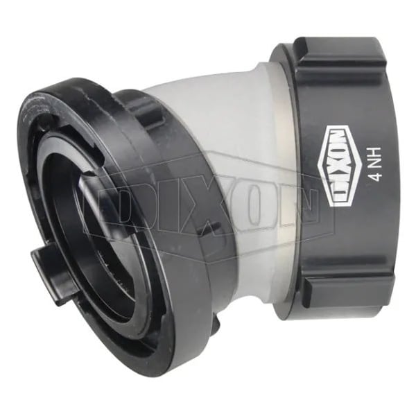 Rocker Lug Elbow with Buna-N Gasket, 5 x 3 in Nominal, Storz x Female NST NH Swivel End Style, Alu