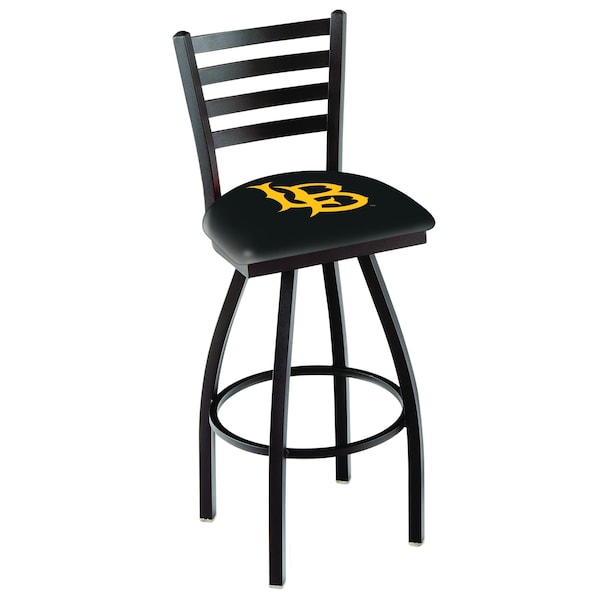 25" Blk Wrnkl Long Beach State University Swivel Bar Stool, Ladder Back
