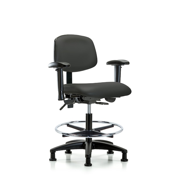 Medium Bench Chair Chair, Vin, Med Ben, Tilt AA CF Glides, Gry, Adjustable Arms, 22" to 29" Height
