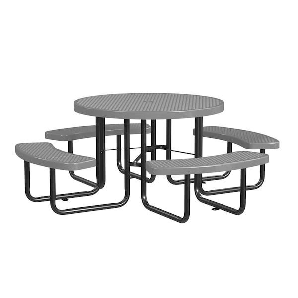 Round Picnic Table, Gray, Surface Mount, 46 in