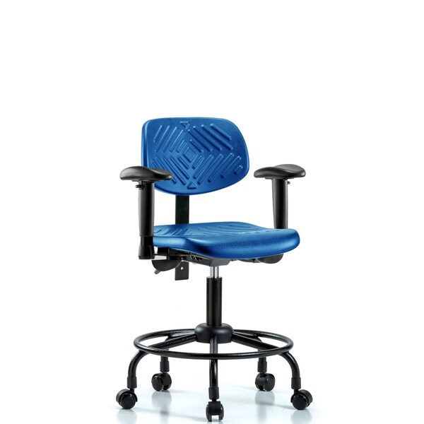 Poly Chair Round Tube Base, Desk, Arms, Casters, Blue