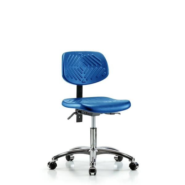 Poly Chair Chrome, Desk, Tilt, Casters, Blue
