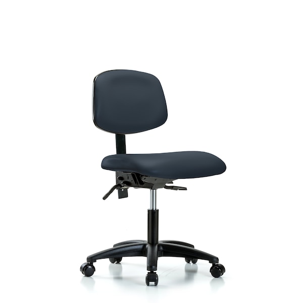 Desk Chair Desk Chair, Vinyl, Tilt Casters, Nav, No Arms, 18" to 23" Height, Vinyl, Imperial Blue