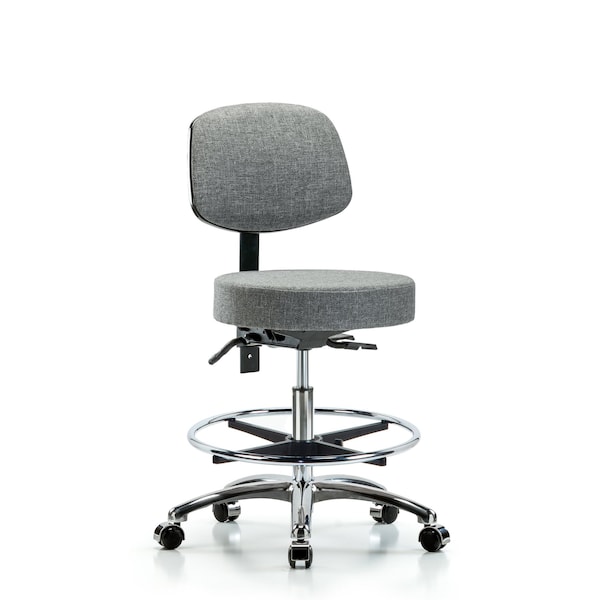 Bench Stool, Med, Fabric, Bk CF, Cast, Gry