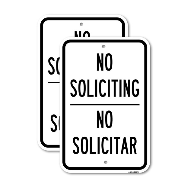 No Soliciting No Solicitar Sign, Heavy-Gauge Aluminum, 18" x 24", A-1824-24976