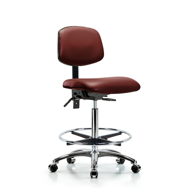 Vinyl Chair Chrome, High Bench, Tilt, Foot Ring, Casters, Borscht