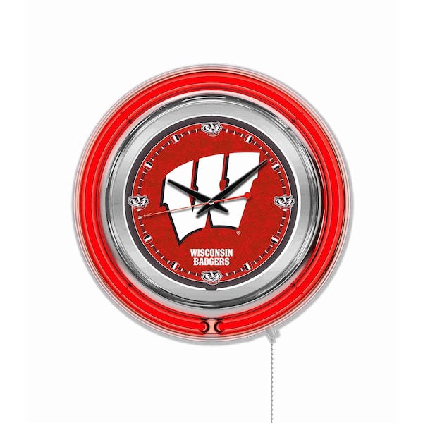 University of Wisconsin Double Neon 15" Clock (W)