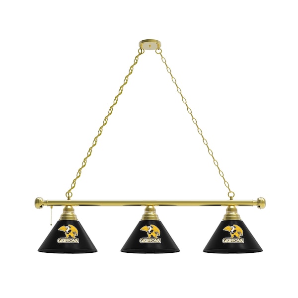 Missouri Western State 3 Shade Billiard Light, Brass Fixture