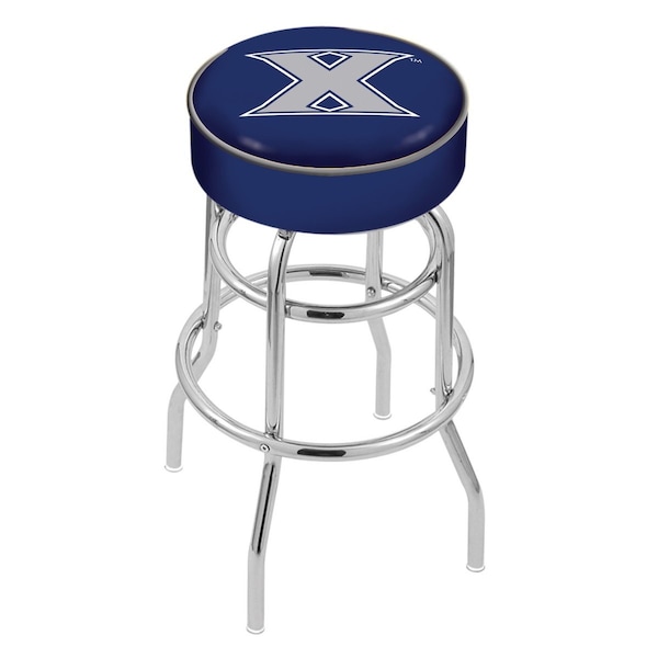 25" 4" Xavier Cushion Seat, Double-Ring Chrome Swivel Bar Stool