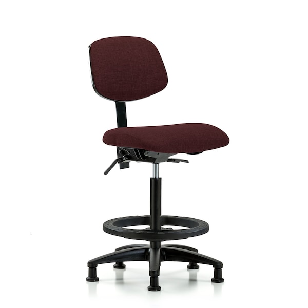 Chair, Fabric, Hi Bench, BF Glides, Bur, No Arms, 26" to 35-1/2" Height, Burgundy