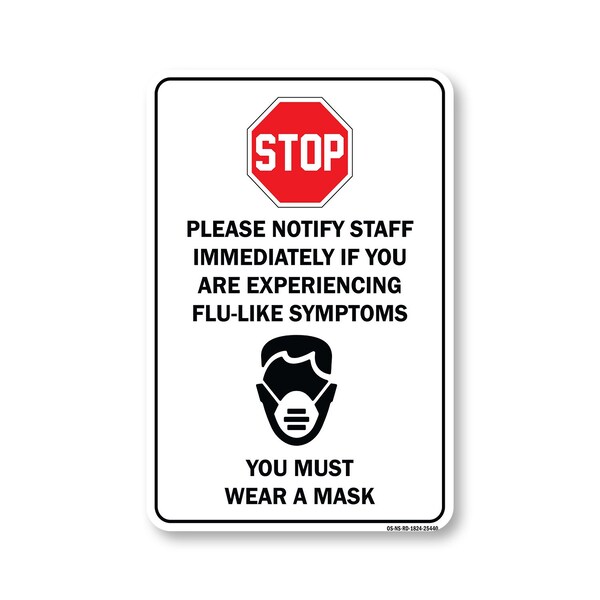 PSA Stop Notify Staff If Are Experiencing Flu-like Symptoms 24in X 18in Wall Graphic, RD-1824-25440