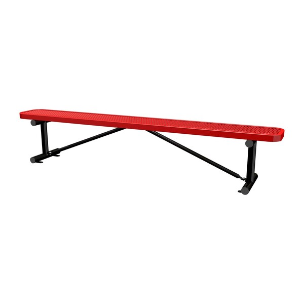 Bench w/o Back, Surfce Mount, 8ft., Red
