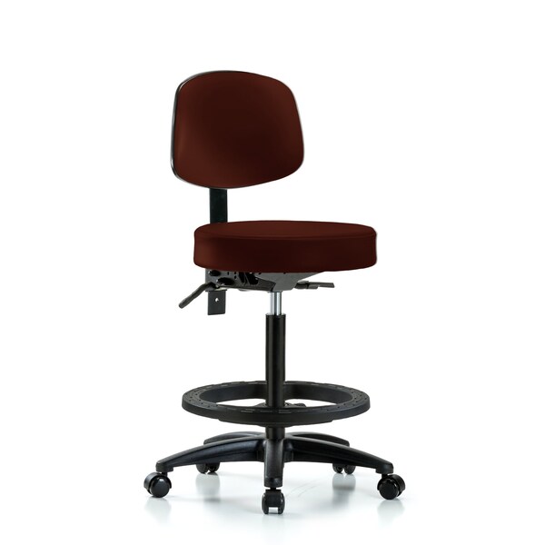 Bench Stool, Hi, Vinl, Bk, Tilt, BF, Cast, Burg