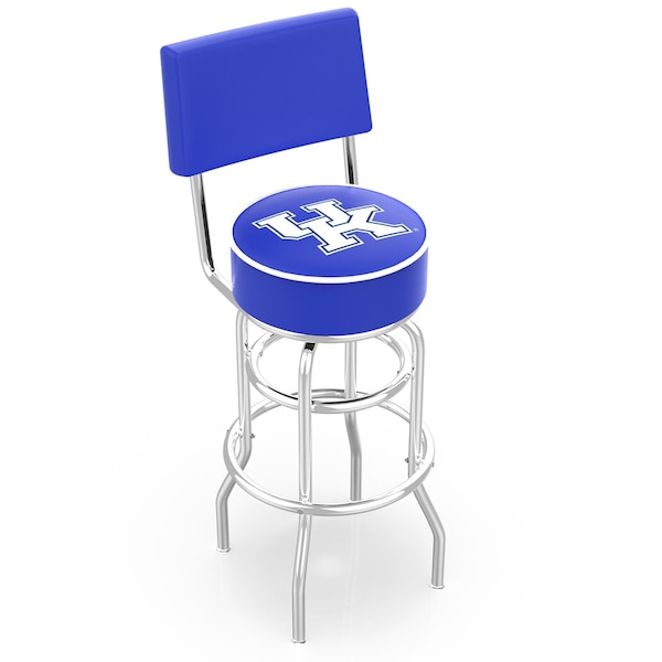 25" Chrome 2-Ring Kentucky "UK" Swivel Bar Stool, Back