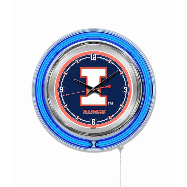 University of Illinois Double Neon 15" Clock