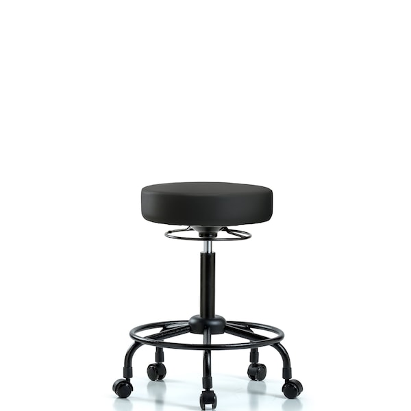 Bench Stool, Med, Vinyl, RT, Casters, BLK