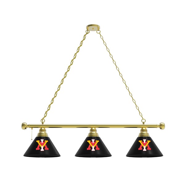 Virginia Military Institute 3 Shade Billiard Light, Brass Fixture