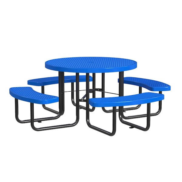 Round Picnic Table, Blue, In Ground Mount, 46 in