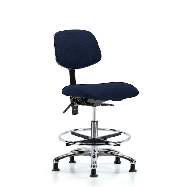 Medium Bench Chair Chair, Fab, Med Ben, Chr Tilt CF Glides, Nav, No Arms, 22" to 29" Height, Fabric