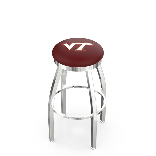 25" Chrome Virginia Tech Swivel Bar Stool, Accent Ring