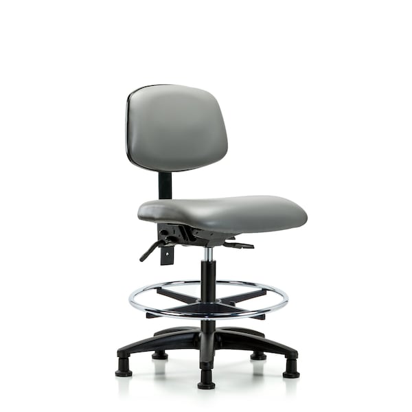 Vinyl Chair, Med Bench, Foot Ring, Glides, Sterling