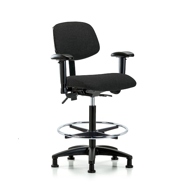 Chair, Fabric, Hi Bench, AA CF Glides, Blk, 6-Way Adjustable, 26" to 35-1/2" Height, Black