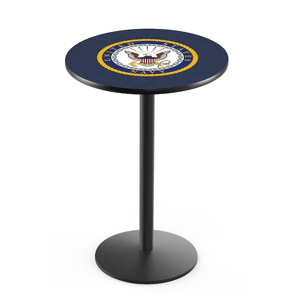 42" Blk Wrinkle U.S. Navy Pub Table, 36" dia. Top