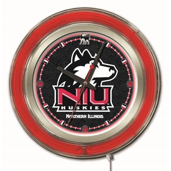 University of Northern Illinois Double Neon 15" Clock