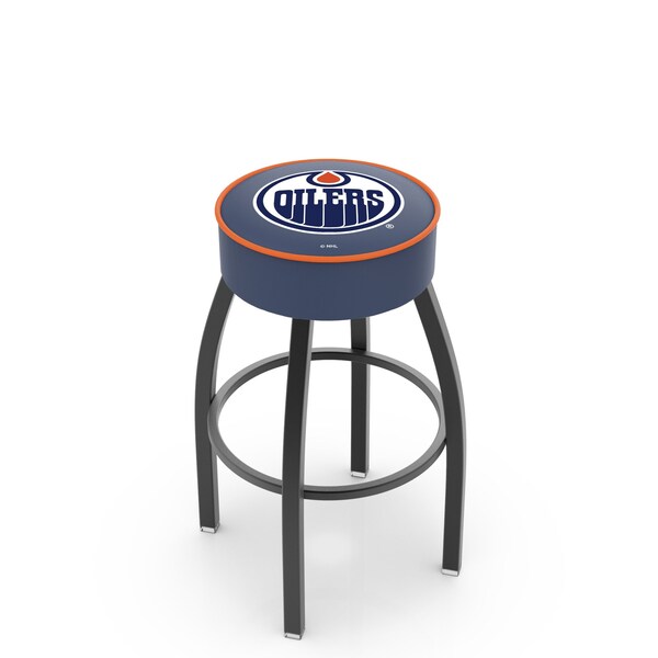 25" 4" Edmonton Oilers Cushion Seat, Blk Wrinkle Base Swivel Bar Stool