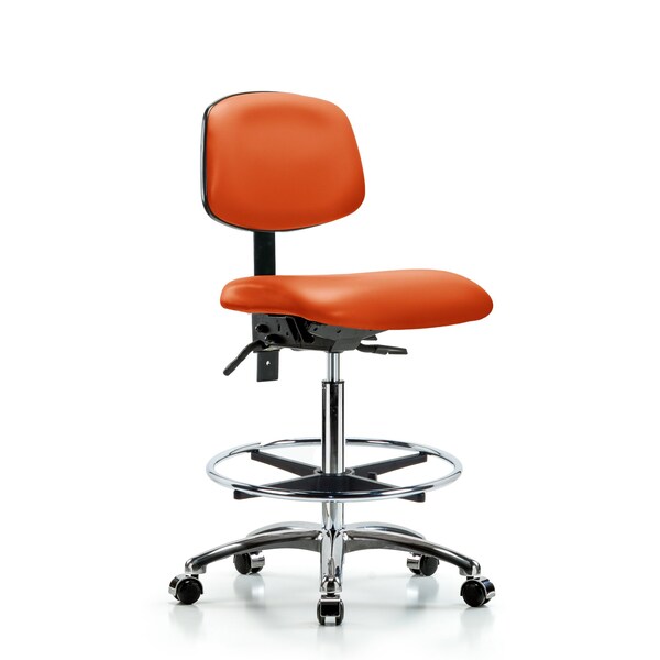 Chair, Vin, Hi Bench, Chr CF Casters, Orange, No Arms, 26" to 35-1/2" Height, Orange Kist