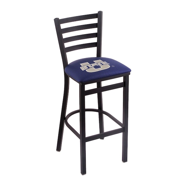 25" Blk Wrinkle Utah State Stationary Counter Stool, Ladder Back