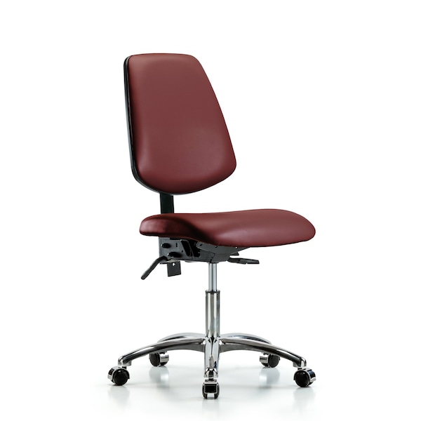 Vinyl Chair Chrome, Desk, Med Back, Tilt, Casters, Borscht