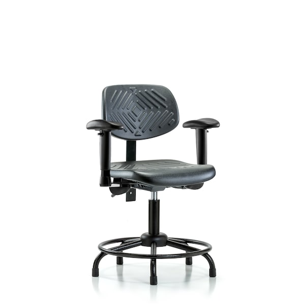 Desk Chair Desk Chair, Poly, RT AA Glides, Adjustable Arms, 17" to 22" Height, Black; Blue