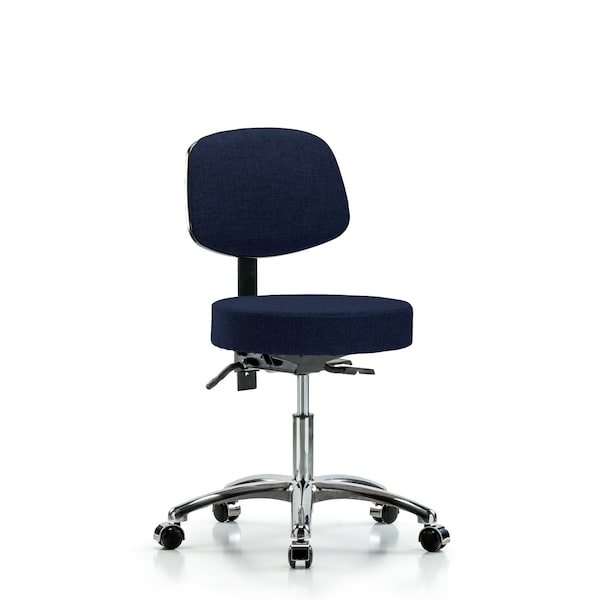 Desk Stool, Fabric, Bk Chrome, Casters, Nav