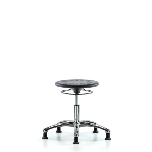 Huron Poly Stool Chrome, Desk, Glides, Black