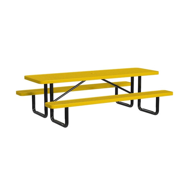 Rectangle Portable Picnic Table, Yellow, 8 ft L