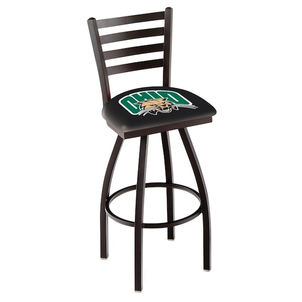 25" Blk Wrinkle Ohio University Swivel Bar Stool, Ladder Back